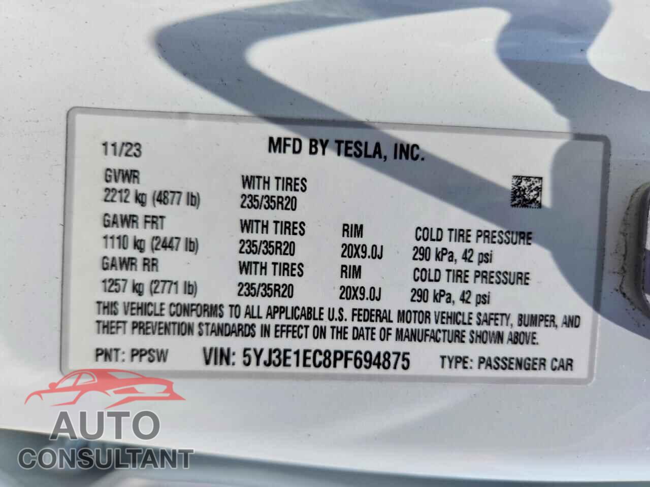 TESLA MODEL 3 2023 - 5YJ3E1EC8PF694875