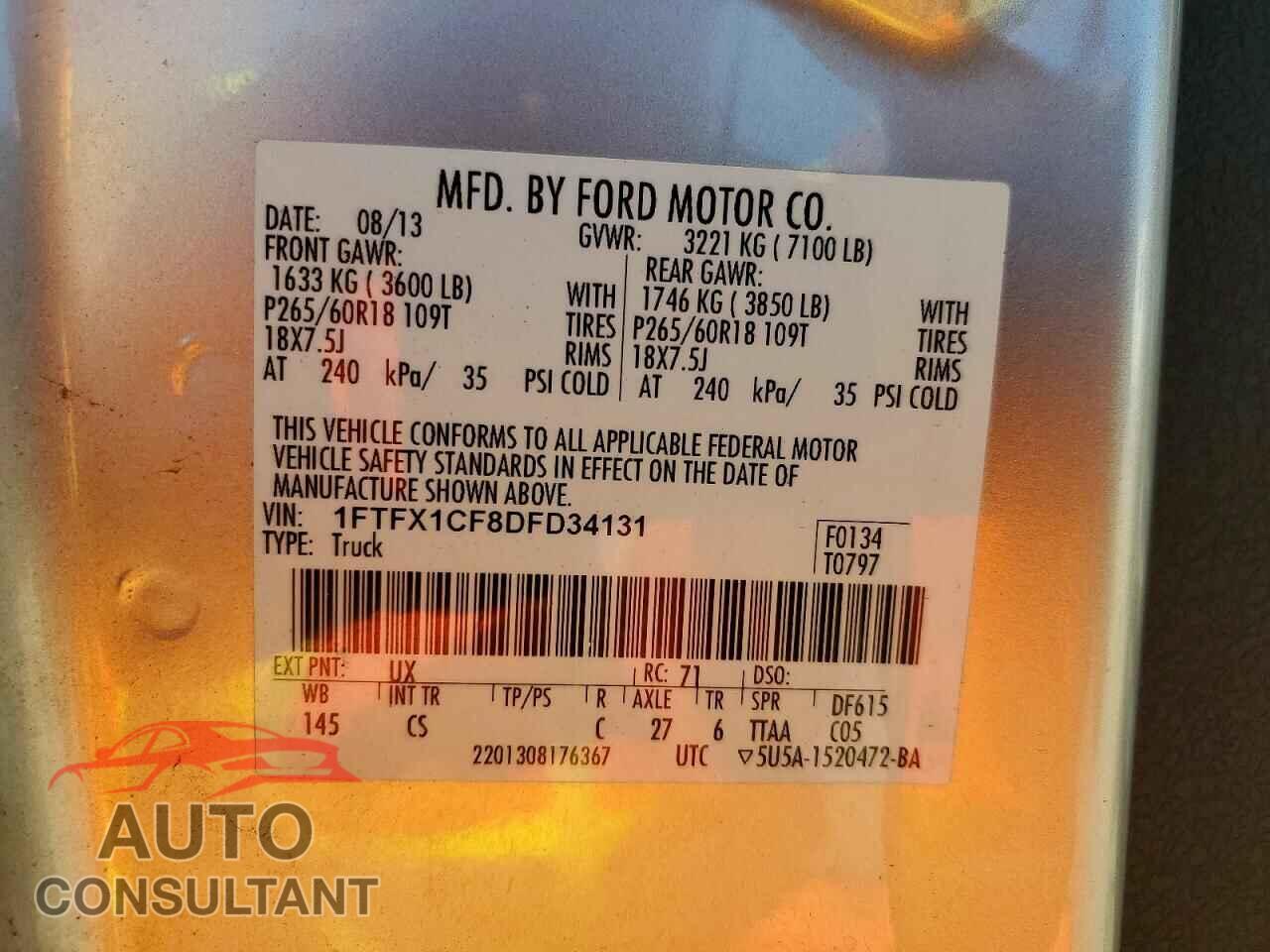 FORD F150 2013 - 1FTFX1CF8DFD34131