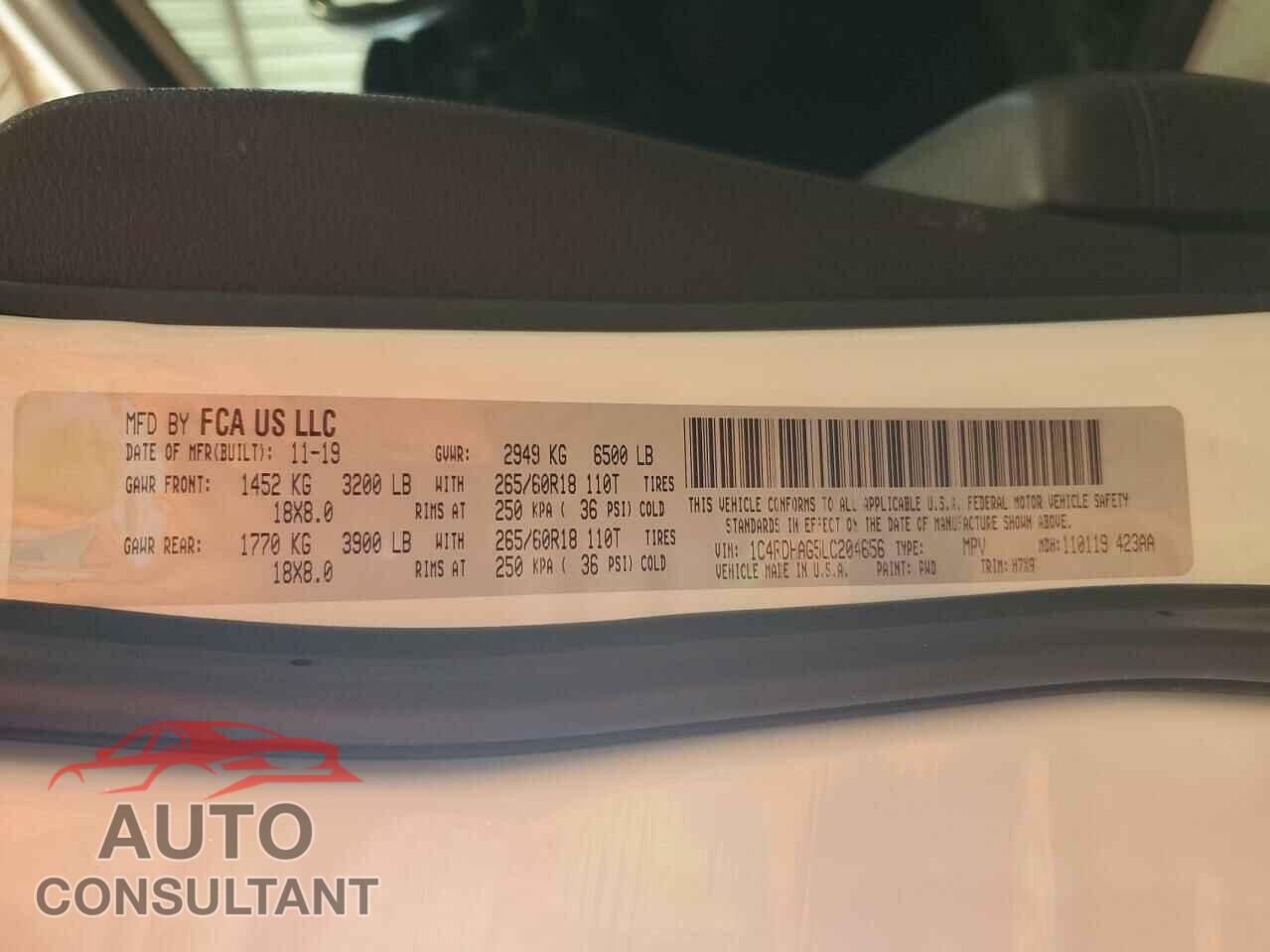 DODGE DURANGO 2020 - 1C4RDHAG5LC204656