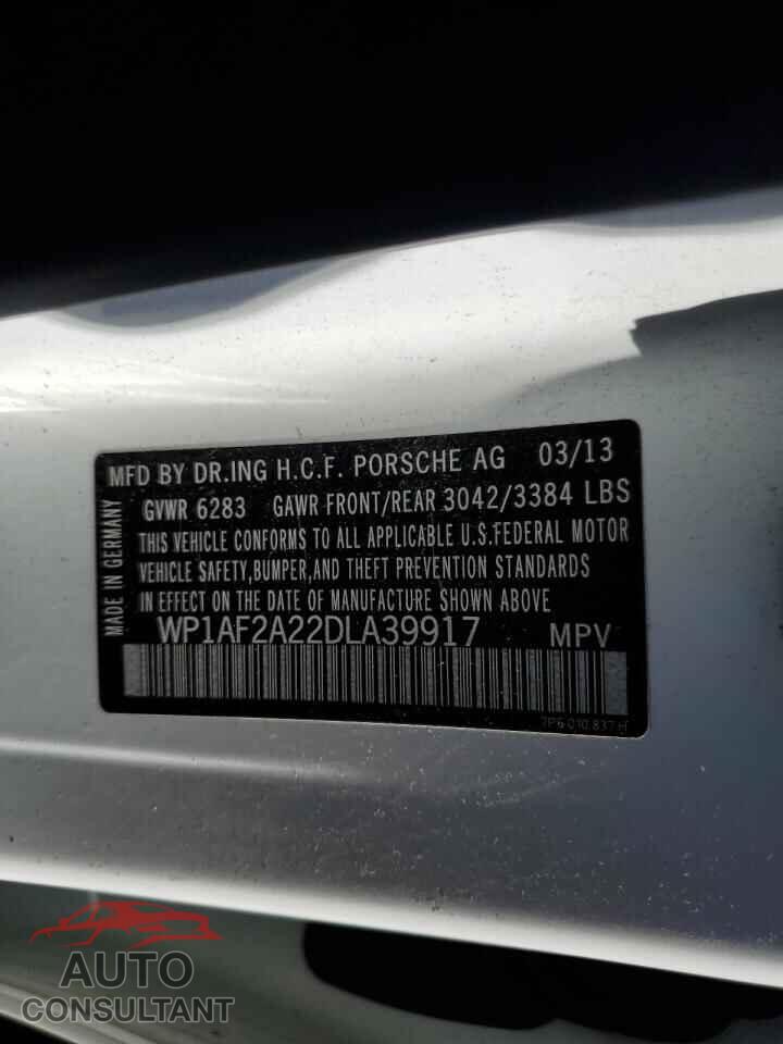 PORSCHE CAYENNE 2013 - WP1AF2A22DLA39917