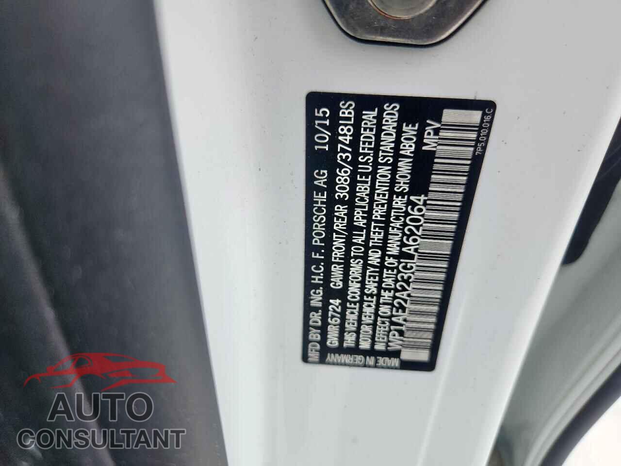 PORSCHE CAYENNE 2016 - WP1AE2A23GLA62064