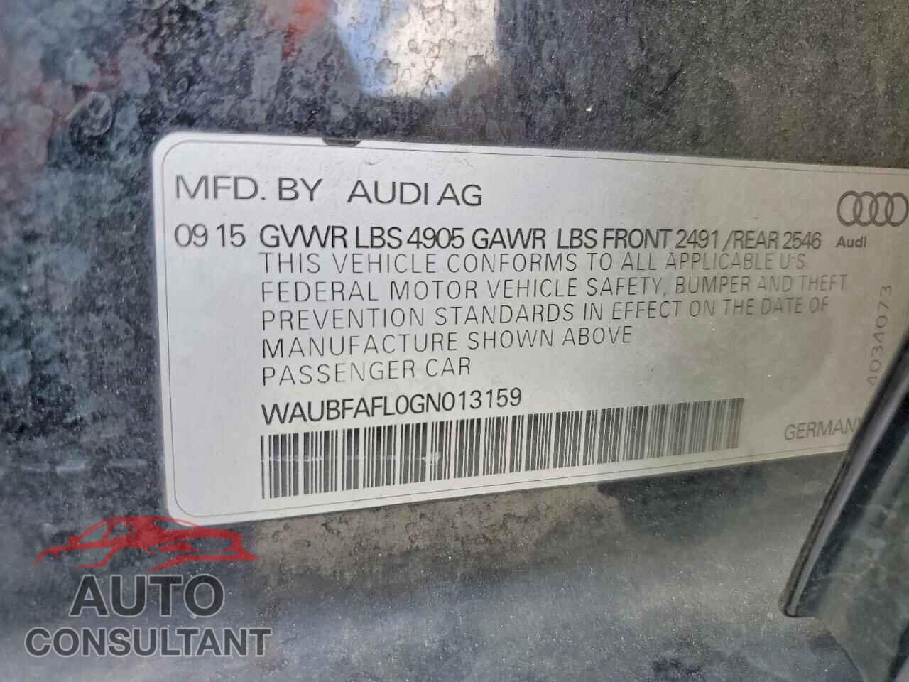 AUDI A4 2016 - WAUBFAFL0GN013159