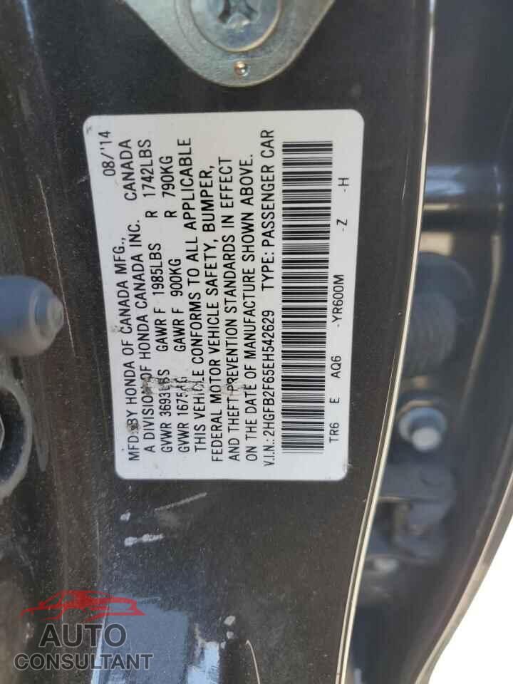 HONDA CIVIC 2014 - 2HGFB2F65EH542629