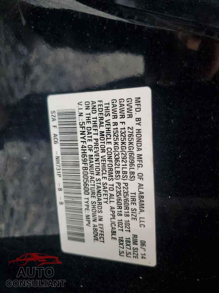 HONDA PILOT 2015 - 5FNYF4H69FB005600