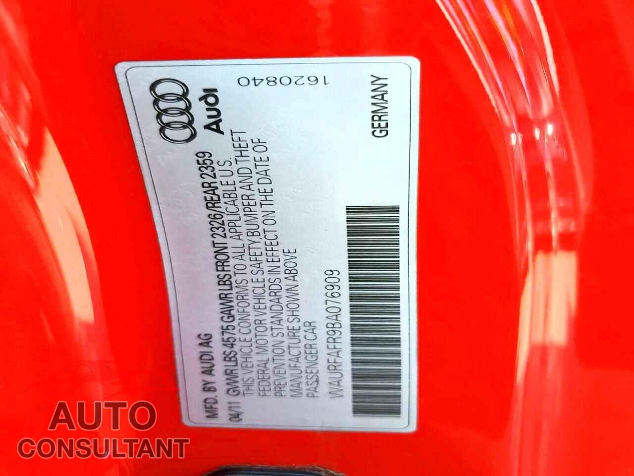 AUDI A5 2011 - WAURFAFR9BA076909