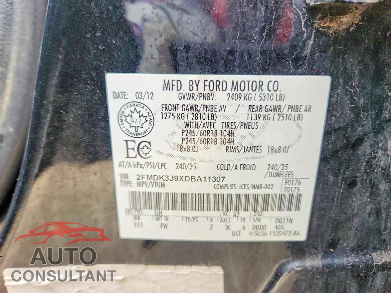 FORD EDGE 2013 - 2FMDK3J9XDBA11307