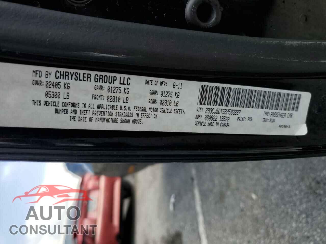 DODGE CHALLENGER 2011 - 2B3CJ5DT5BH583287
