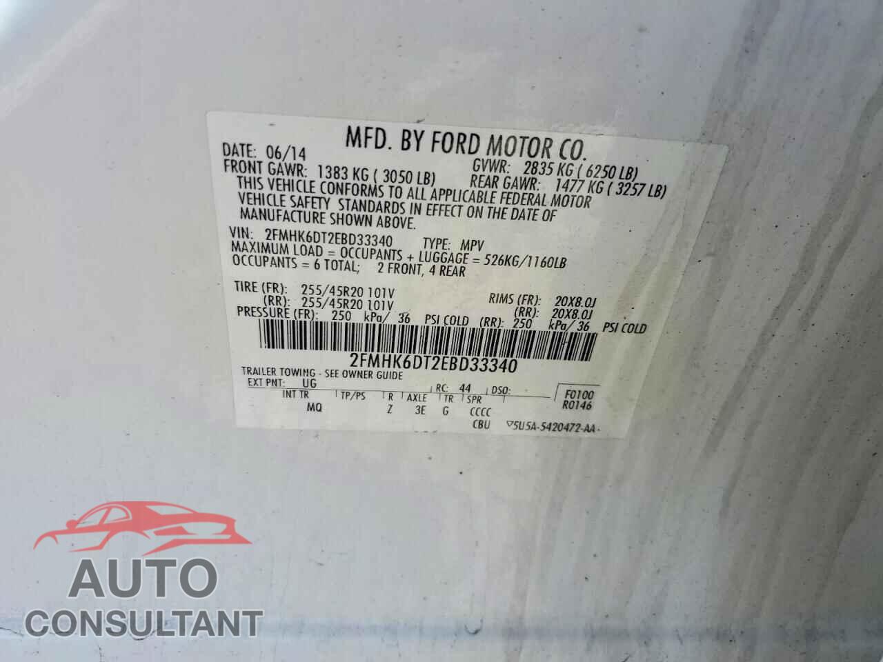 FORD FLEX 2014 - 2FMHK6DT2EBD33340