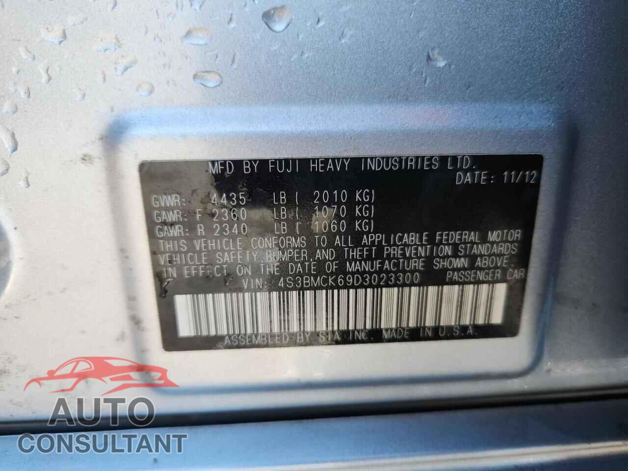 SUBARU LEGACY 2013 - 4S3BMCK69D3023300