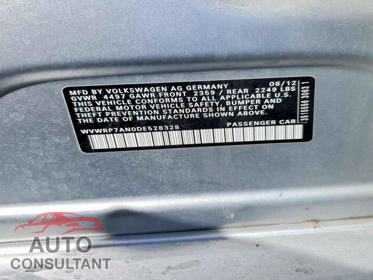 VOLKSWAGEN CC 2013 - WVWRP7AN0DE528328