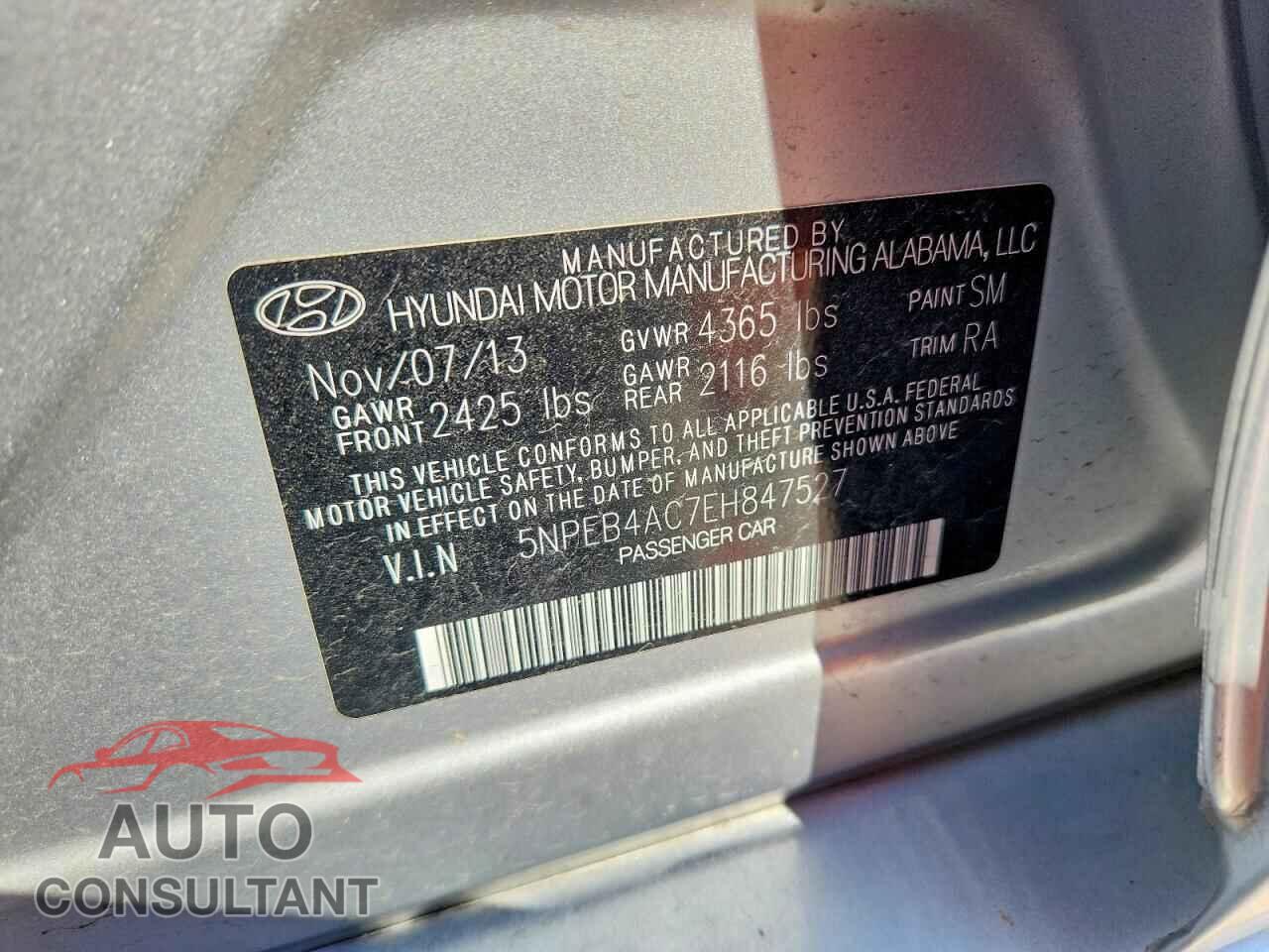 HYUNDAI SONATA 2014 - 5NPEB4AC7EH847527