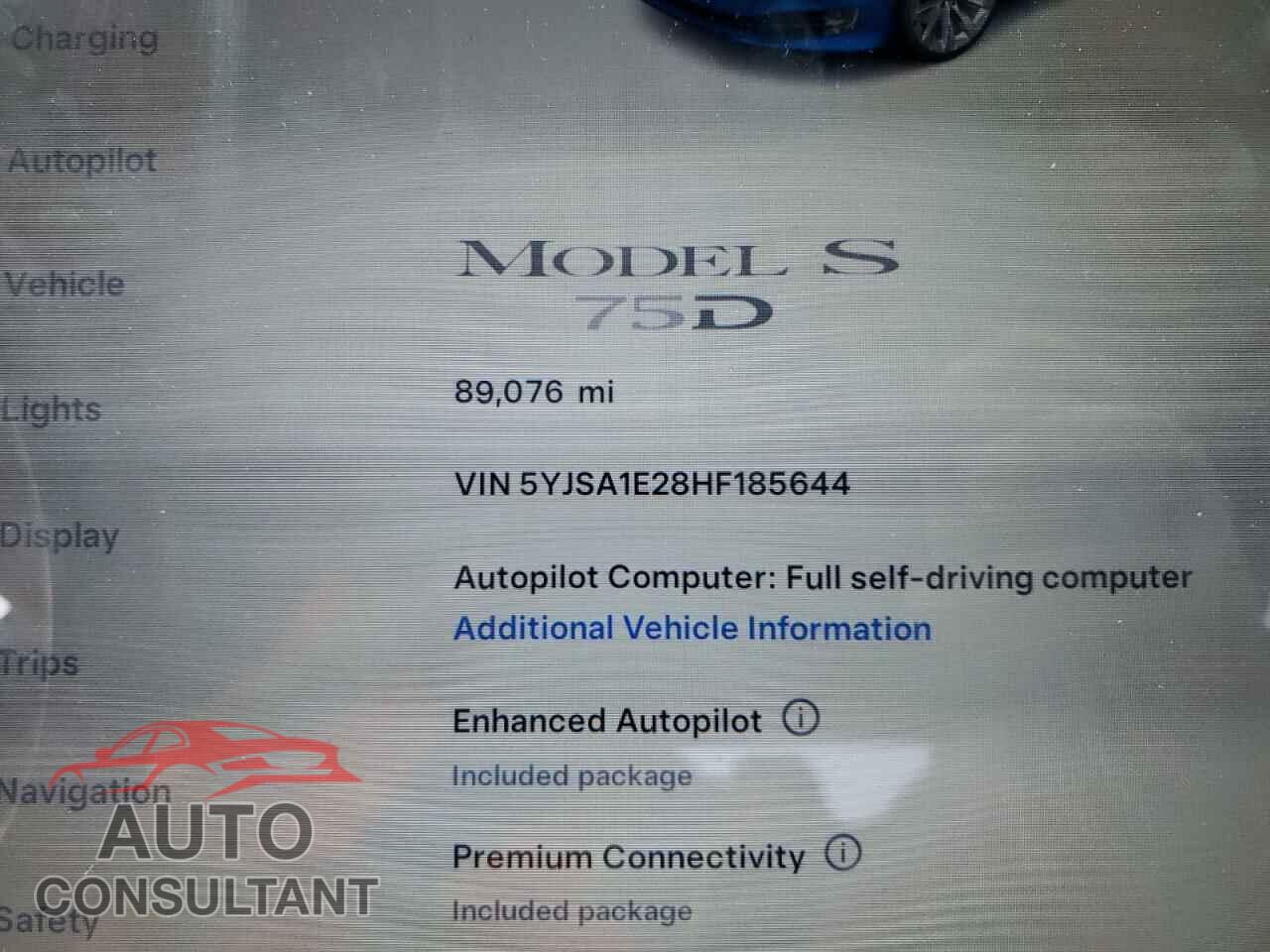 TESLA MODEL S 2017 - 5YJSA1E28HF185644