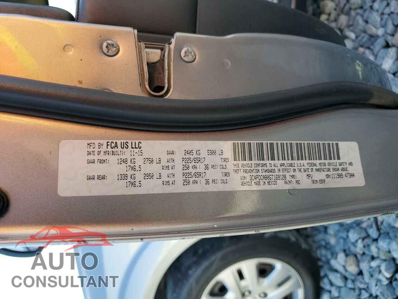 DODGE JOURNEY 2016 - 3C4PDCAB0GT169128
