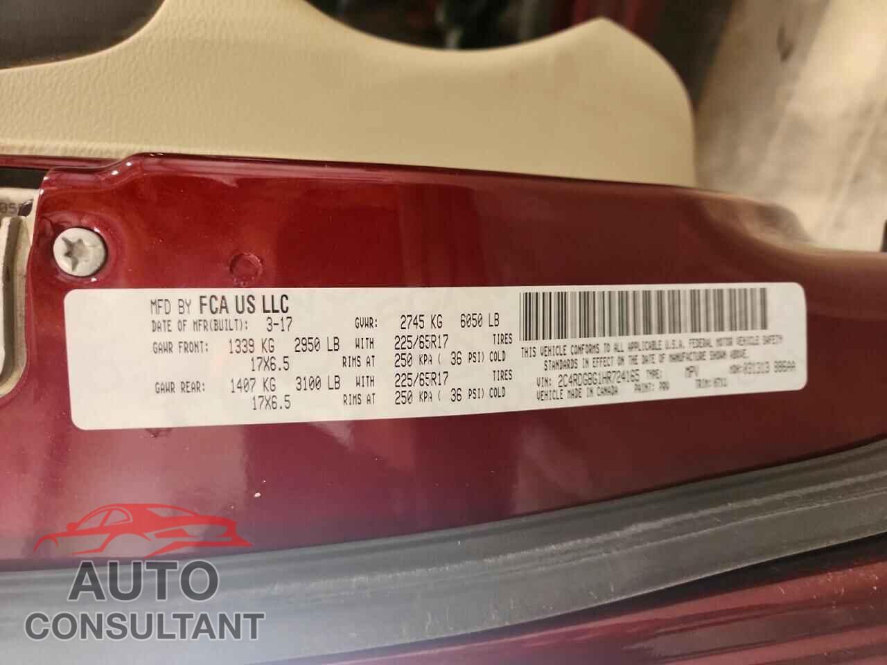 DODGE CARAVAN 2017 - 2C4RDGBG1HR724165