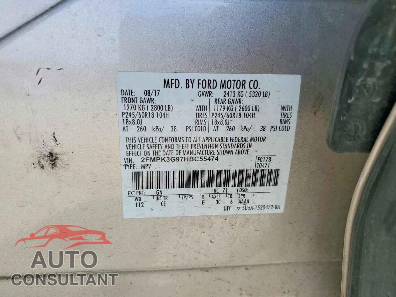 FORD EDGE 2017 - 2FMPK3G97HBC55474