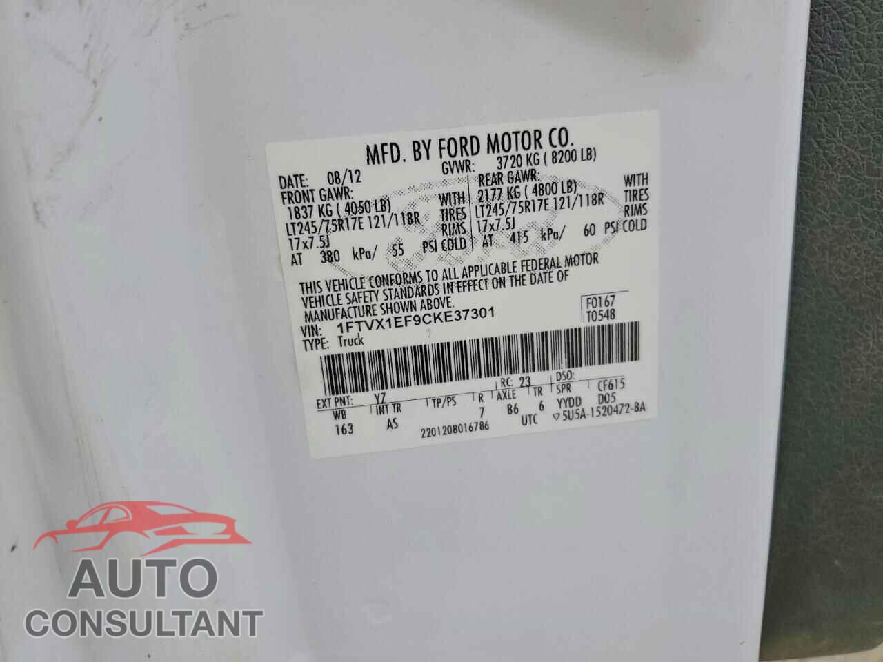 FORD F150 2012 - 1FTVX1EF9CKE37301