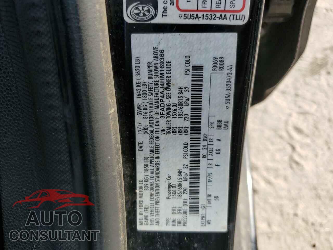 FORD FIESTA 2017 - 3FADP4AJ4HM169366