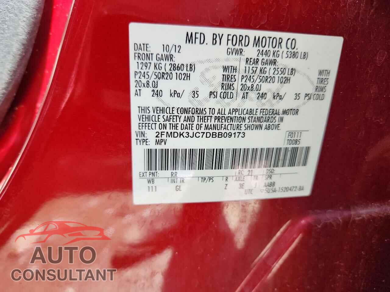 FORD EDGE 2013 - 2FMDK3JC7DBB09173