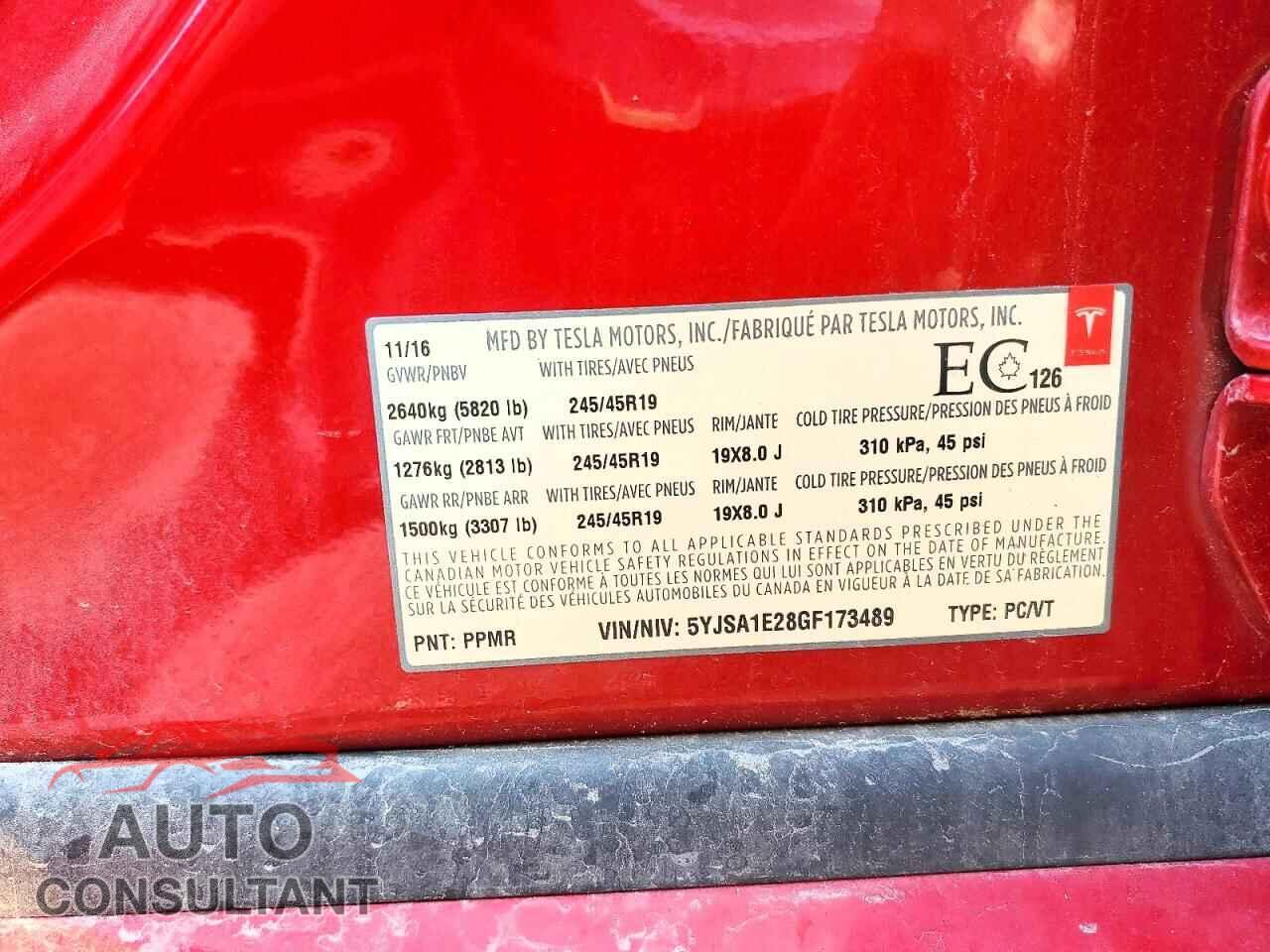 TESLA MODEL S 2016 - 5YJSA1E28GF173489