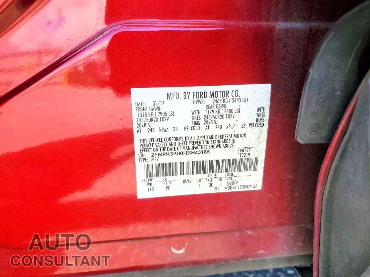 FORD EDGE 2017 - 2FMPK3K80HBB45185