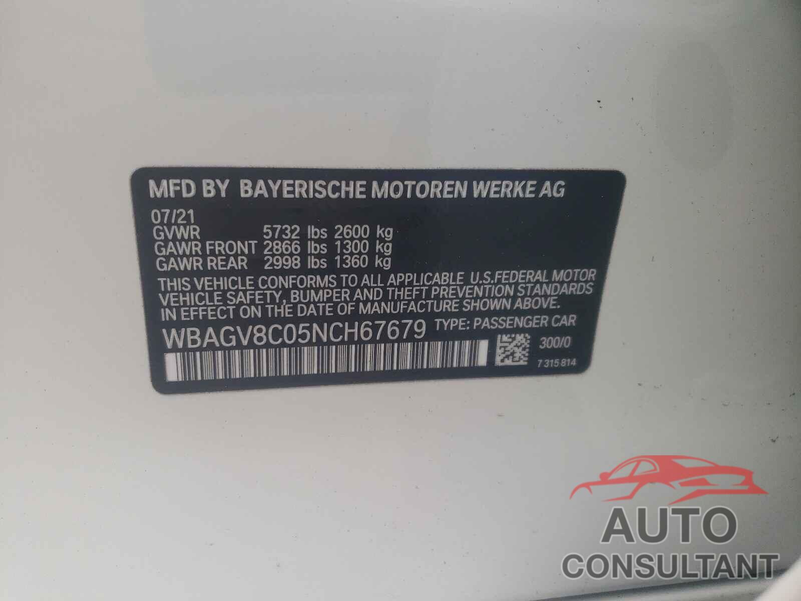 BMW M8 2022 - WBAGV8C05NCH67679