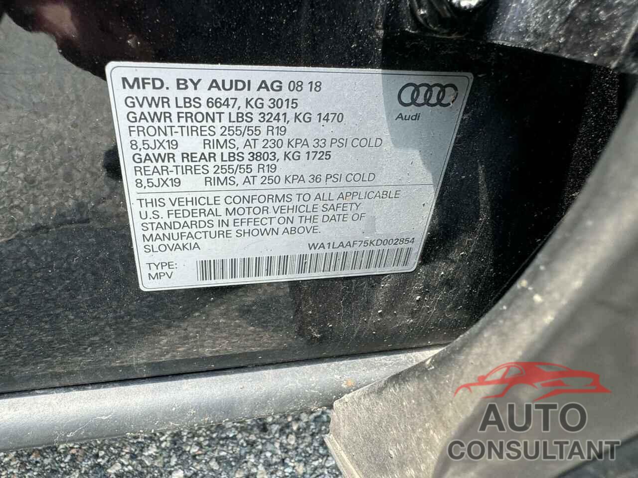 AUDI Q7 2019 - WA1LAAF75KD002854