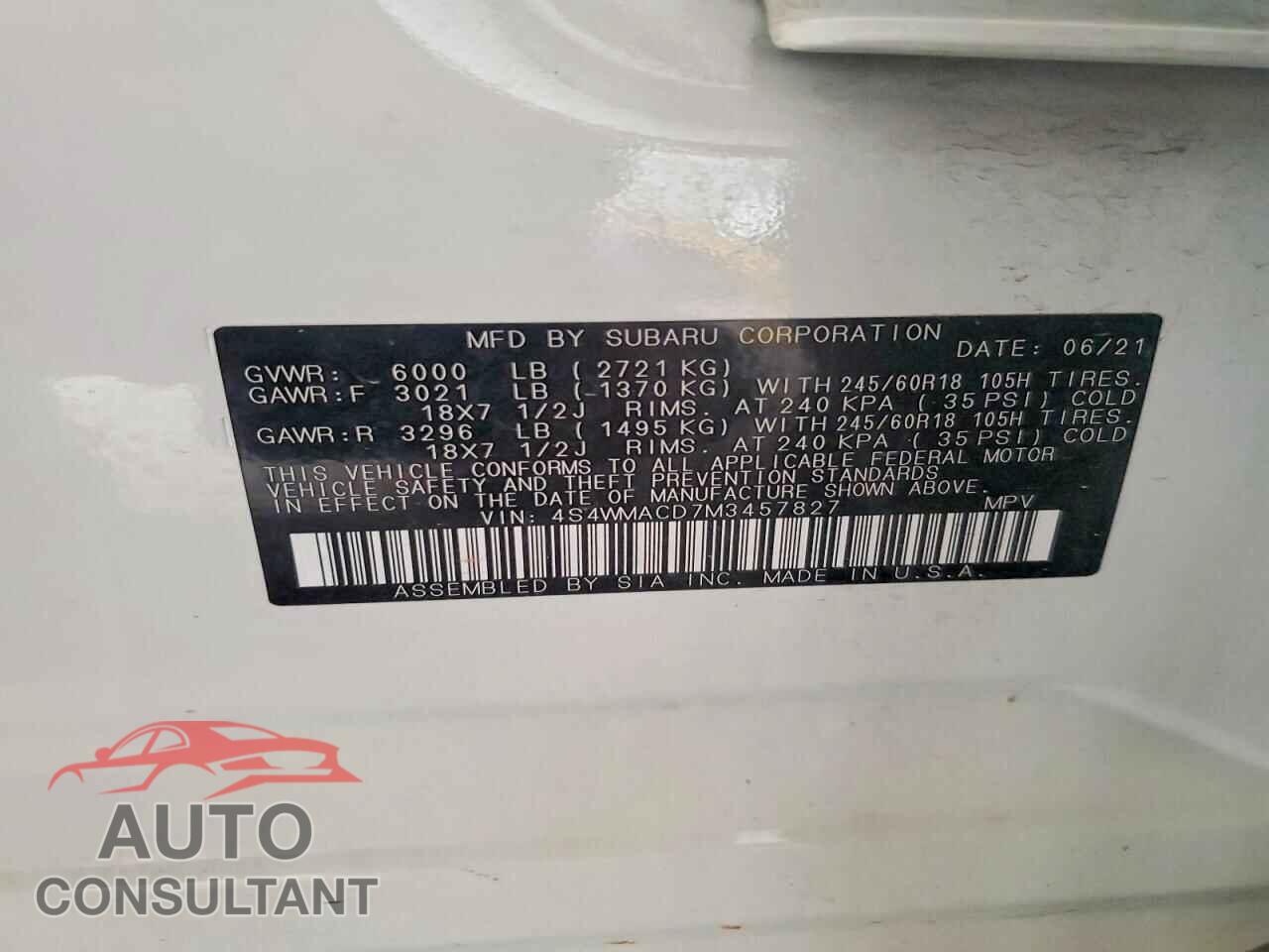 SUBARU ASCENT 2021 - 4S4WMACD7M3457827