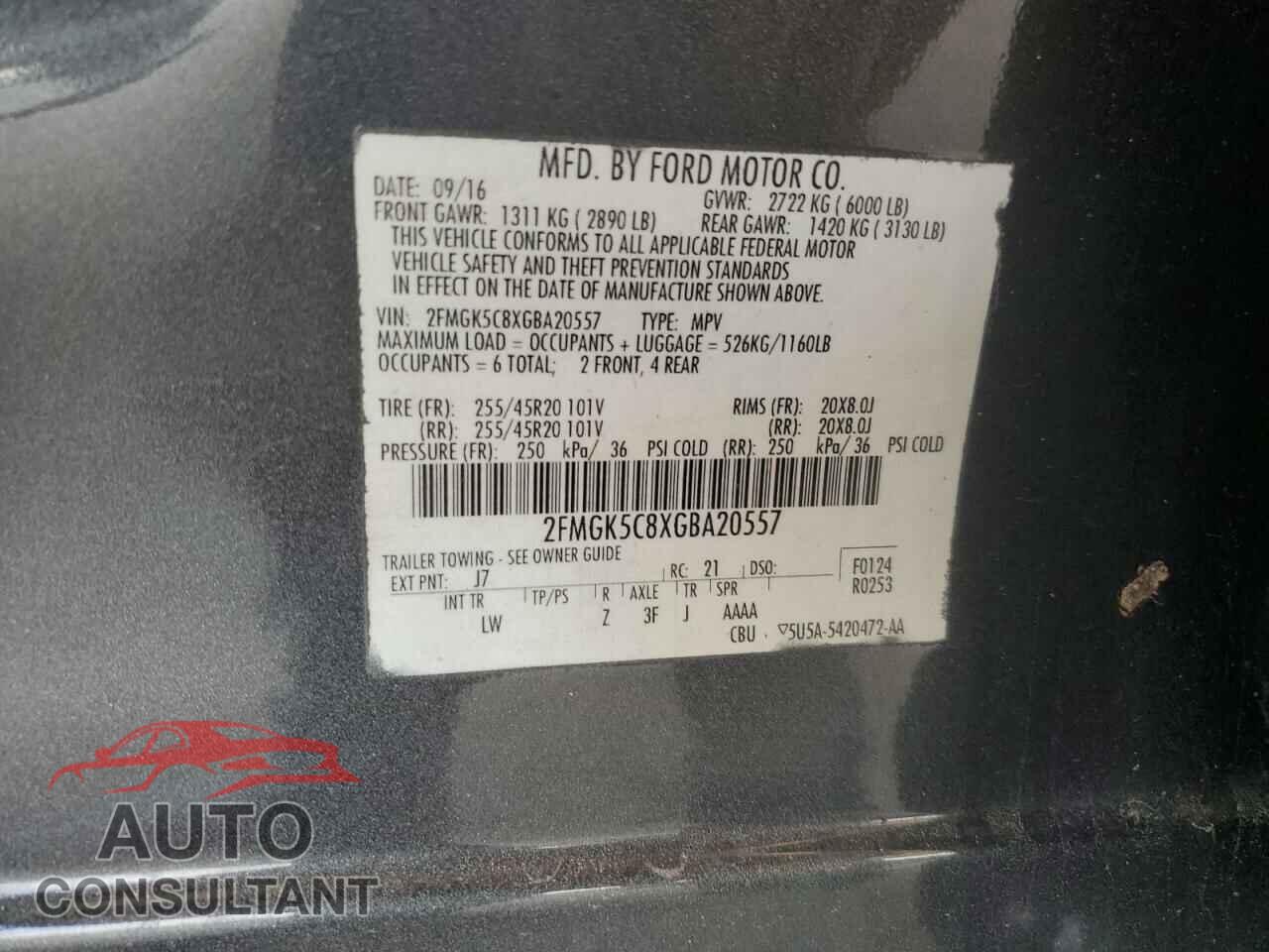 FORD FLEX 2016 - 2FMGK5C8XGBA20557