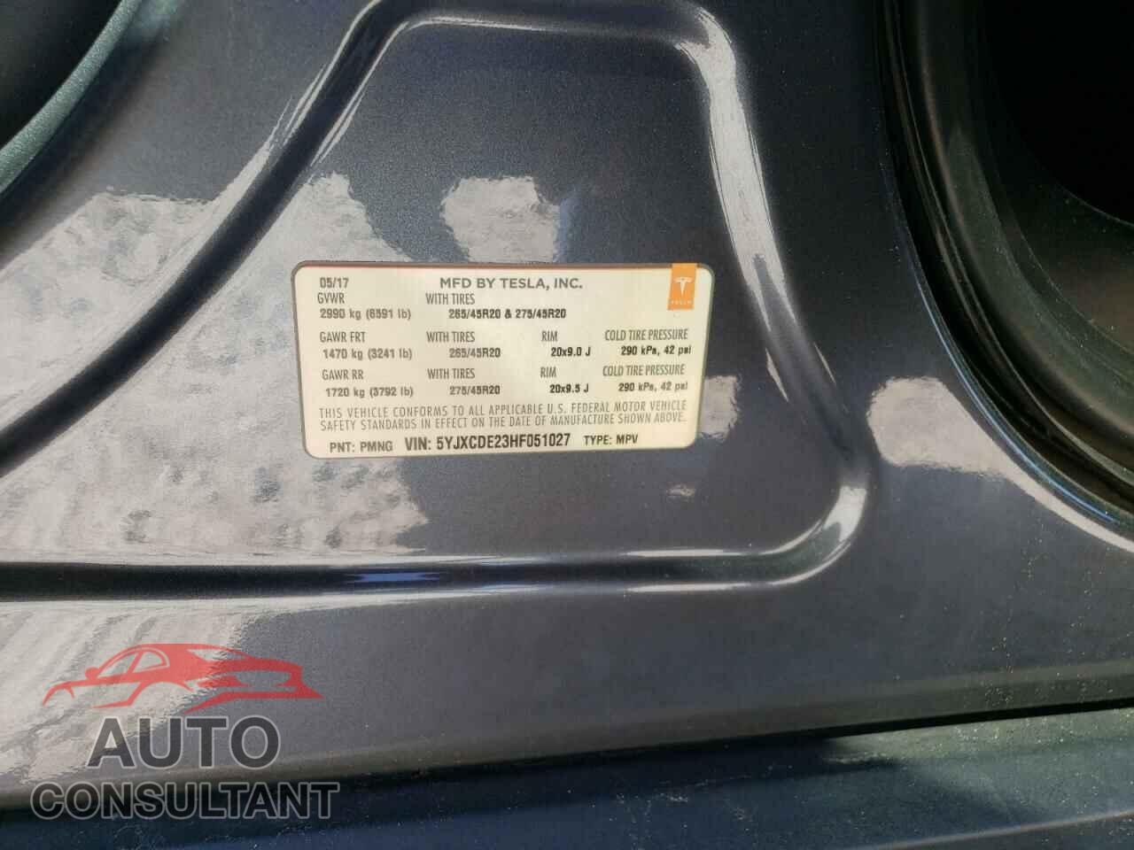 TESLA MODEL X 2017 - 5YJXCDE23HF051027