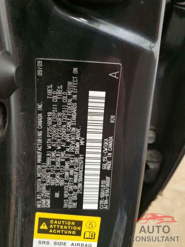 LEXUS RX350 2010 - 2T2BK1BA8AC029781