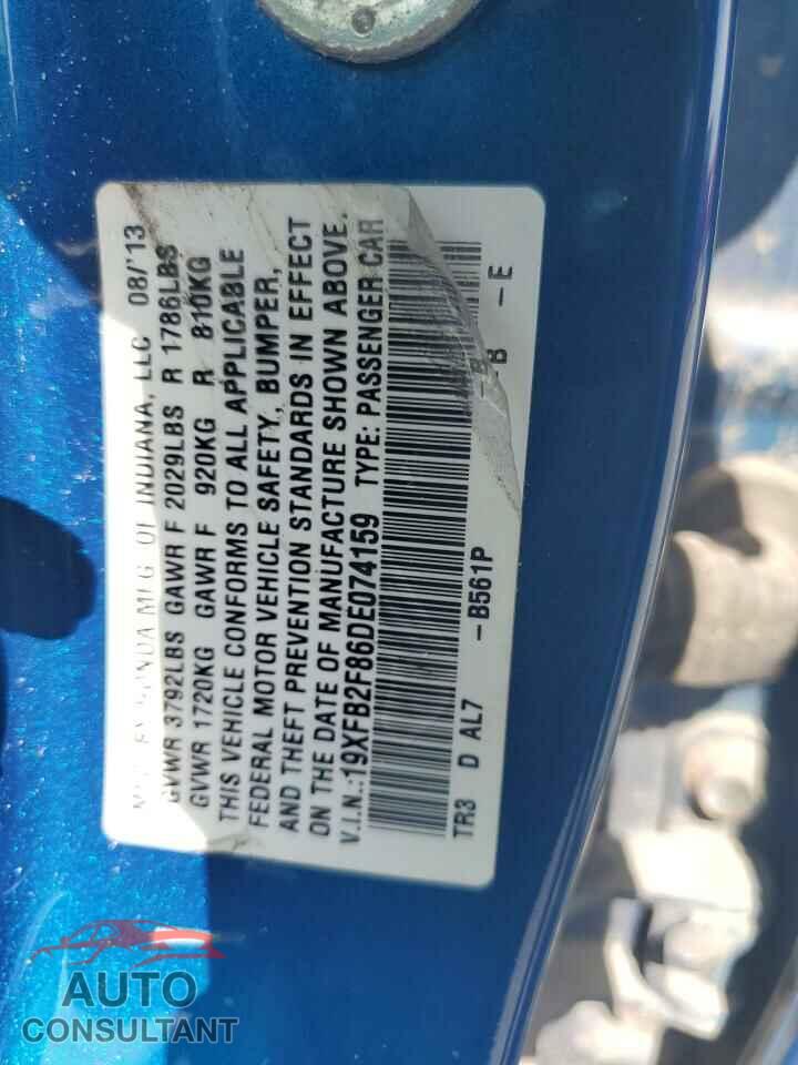 HONDA CIVIC 2013 - 19XFB2F86DE074159