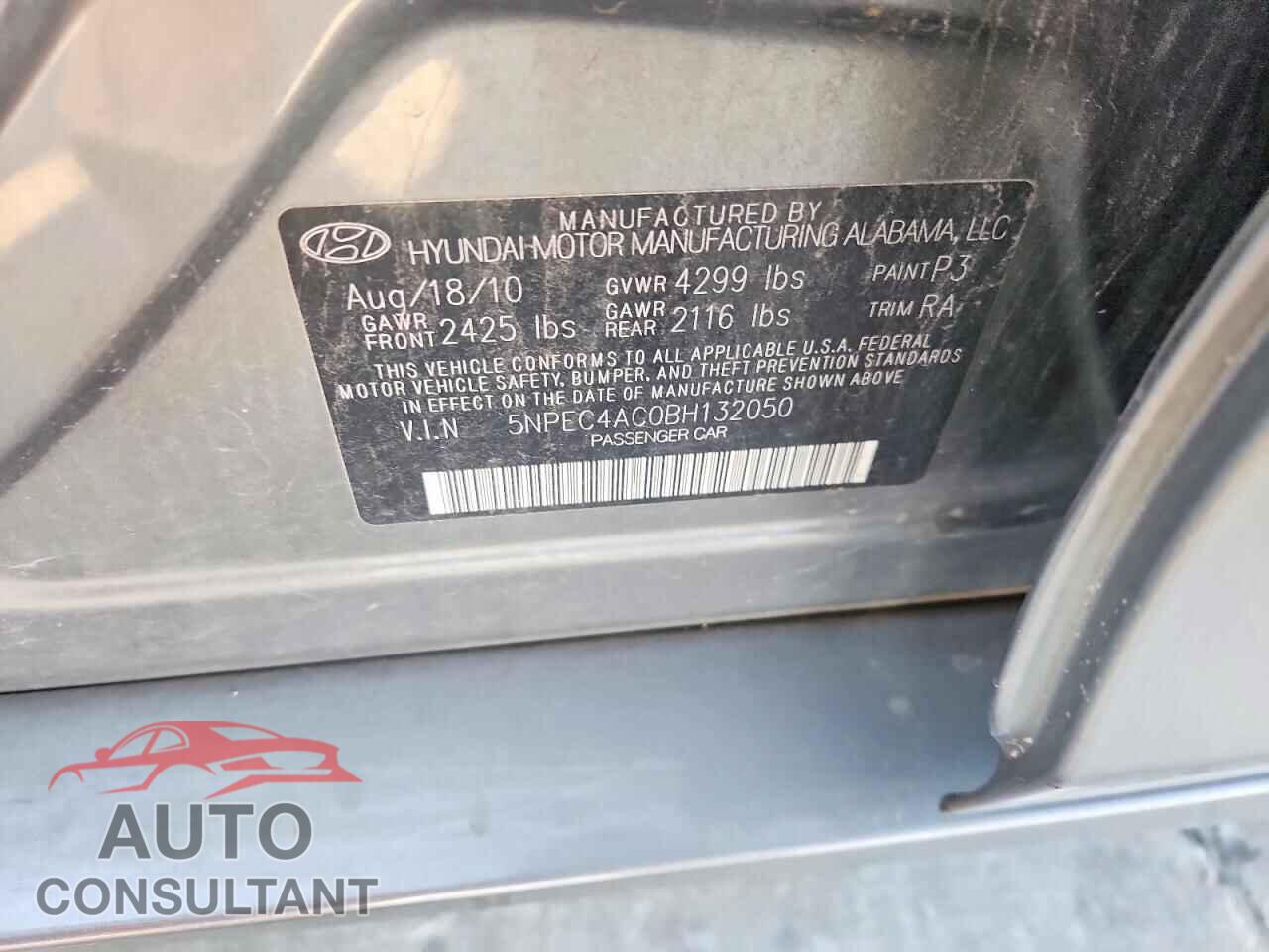 HYUNDAI SONATA 2011 - 5NPEC4AC0BH132050