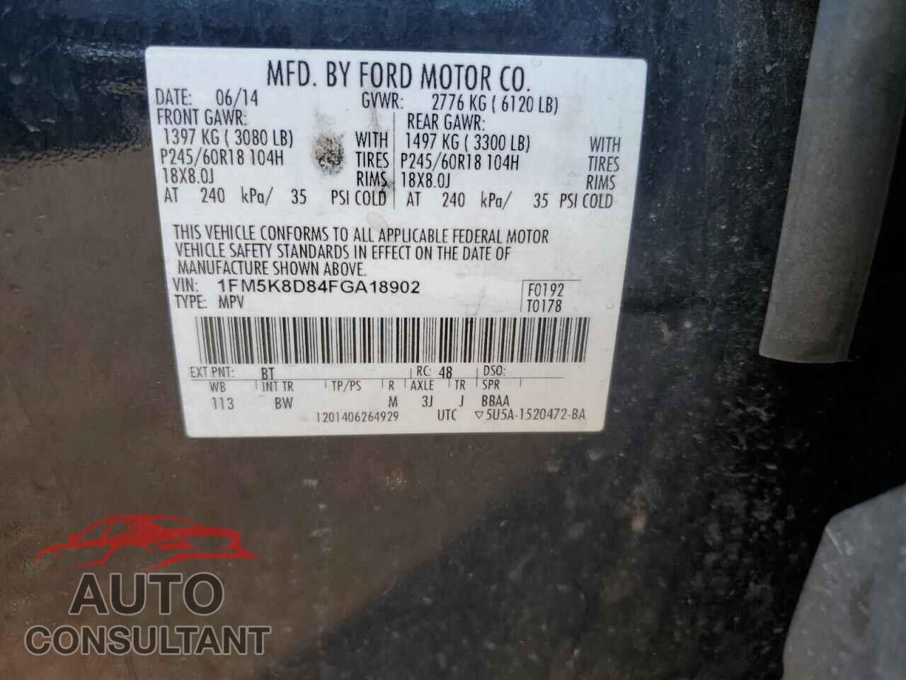 FORD EXPLORER 2015 - 1FM5K8D84FGA18902