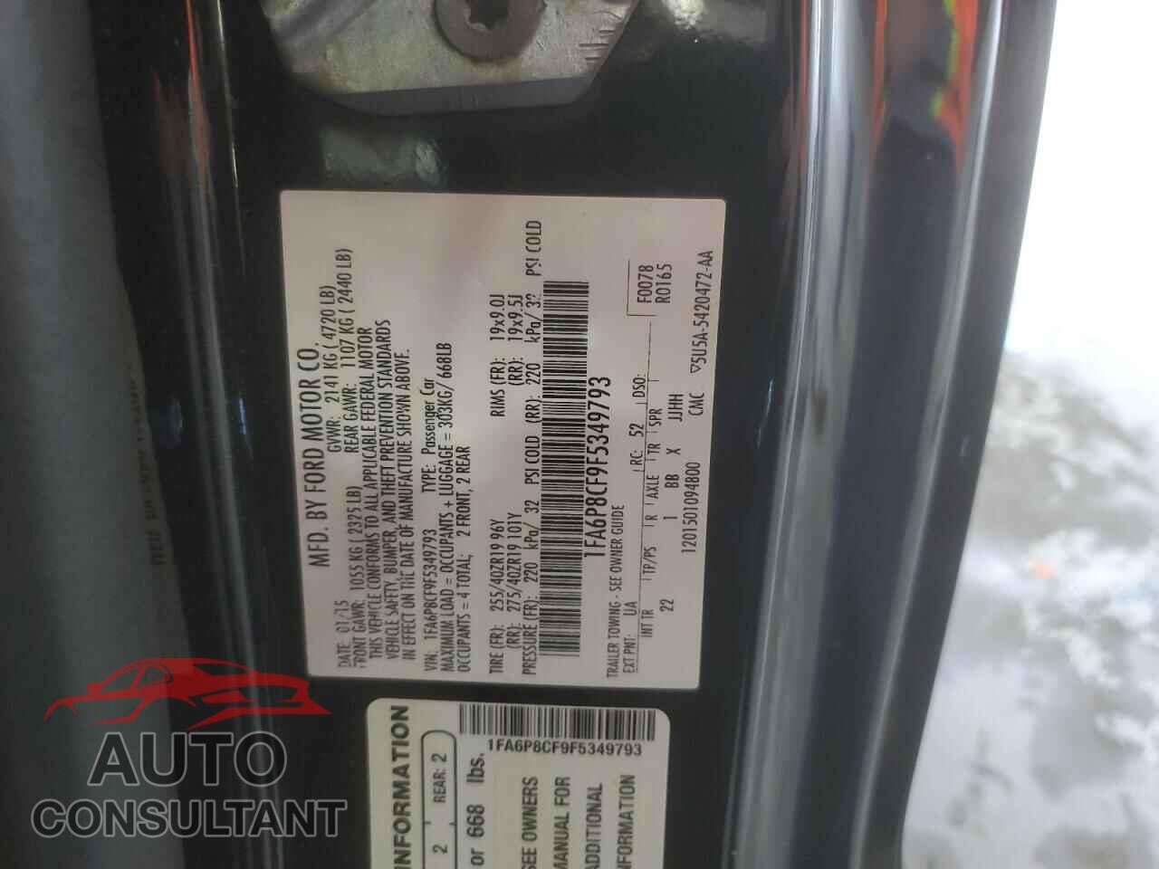 FORD MUSTANG 2015 - 1FA6P8CF9F5349793