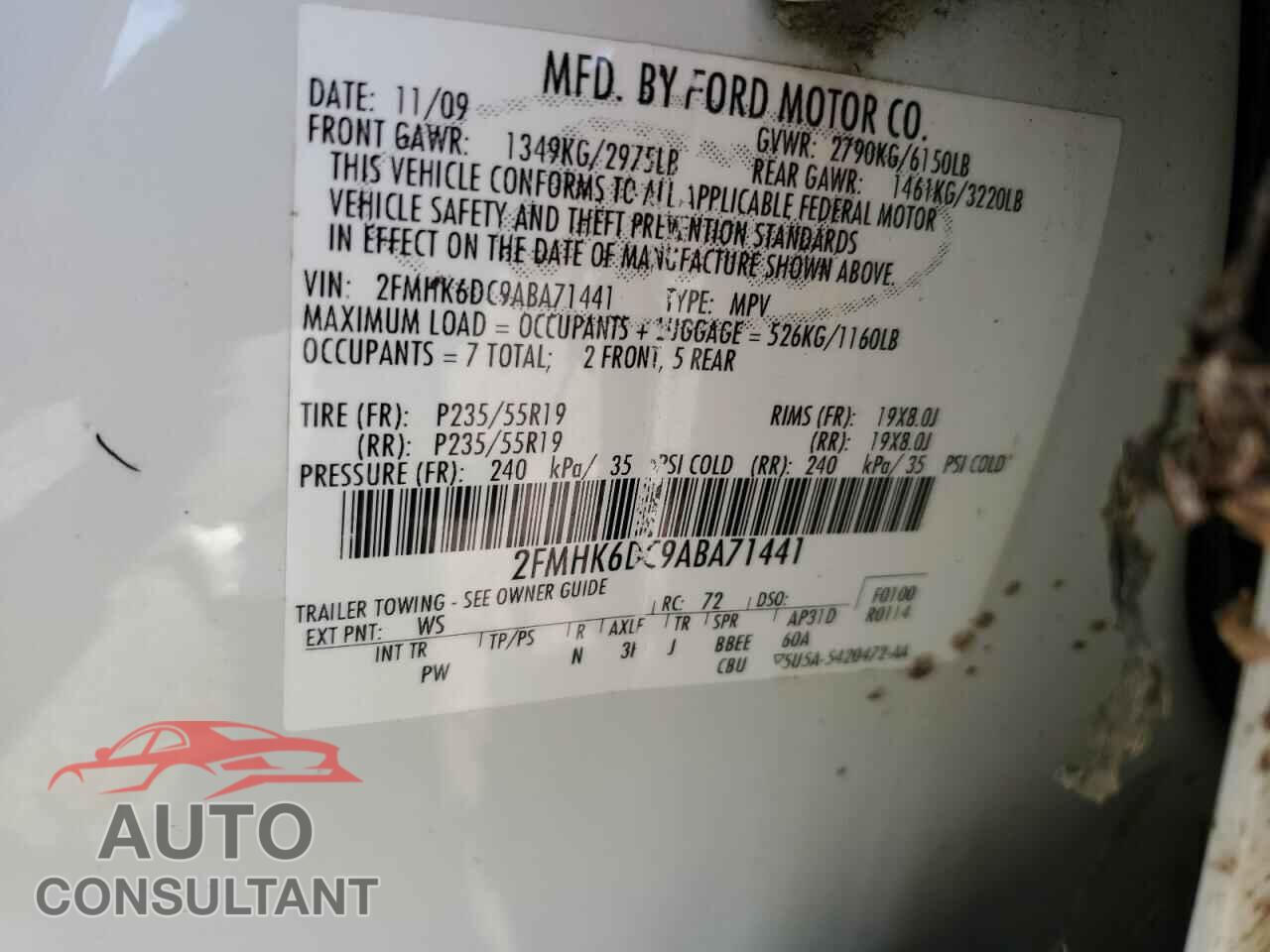 FORD FLEX 2010 - 2FMHK6DC9ABA71441