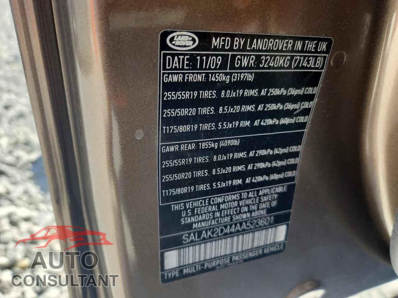 LAND ROVER LR4 2010 - SALAK2D44AA523601