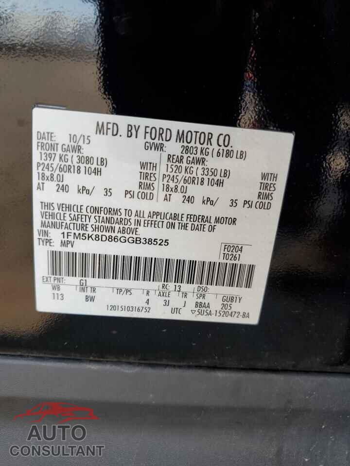 FORD EXPLORER 2016 - 1FM5K8D86GGB38525
