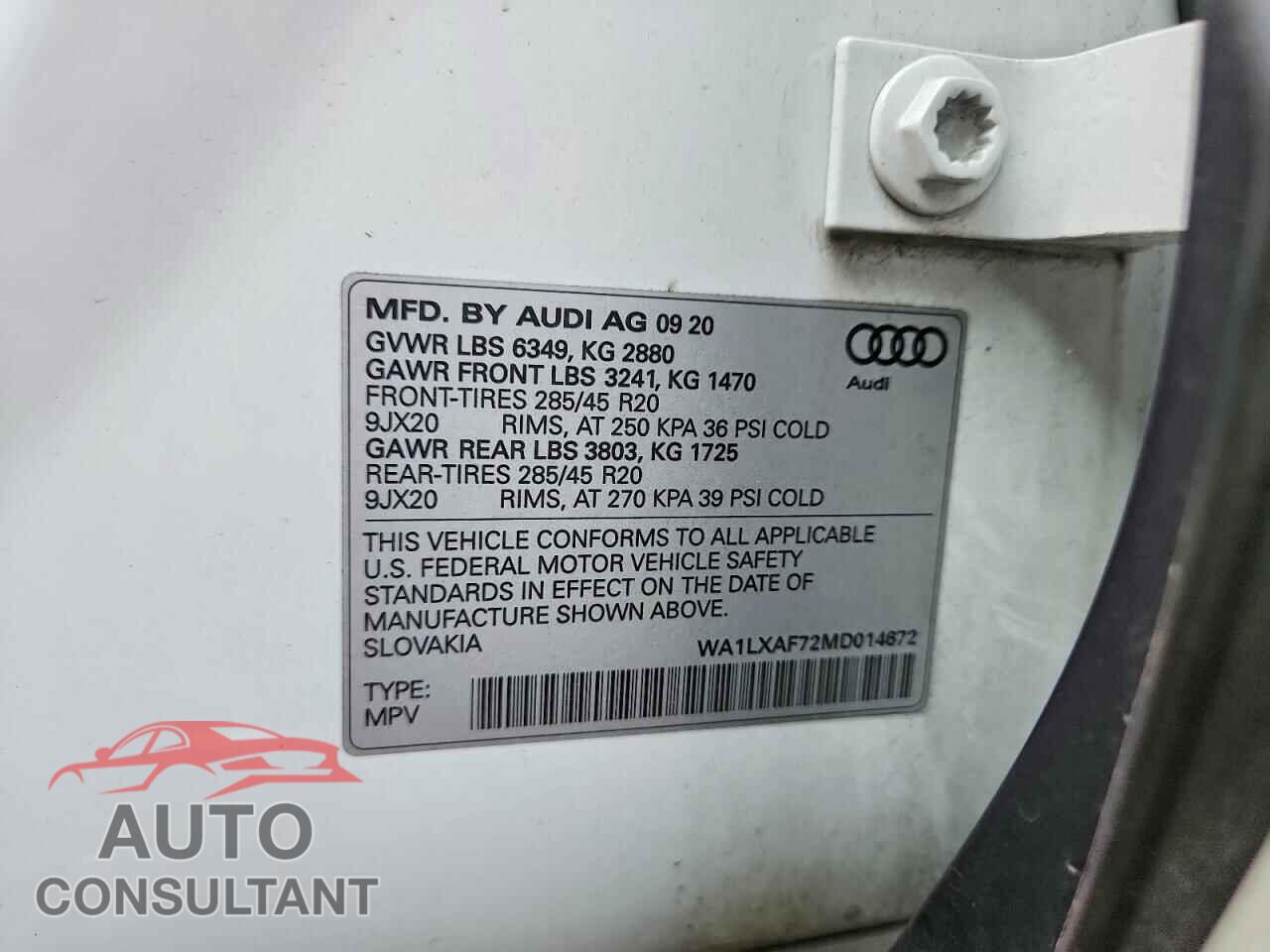 AUDI Q7 2021 - WA1LXAF72MD014672
