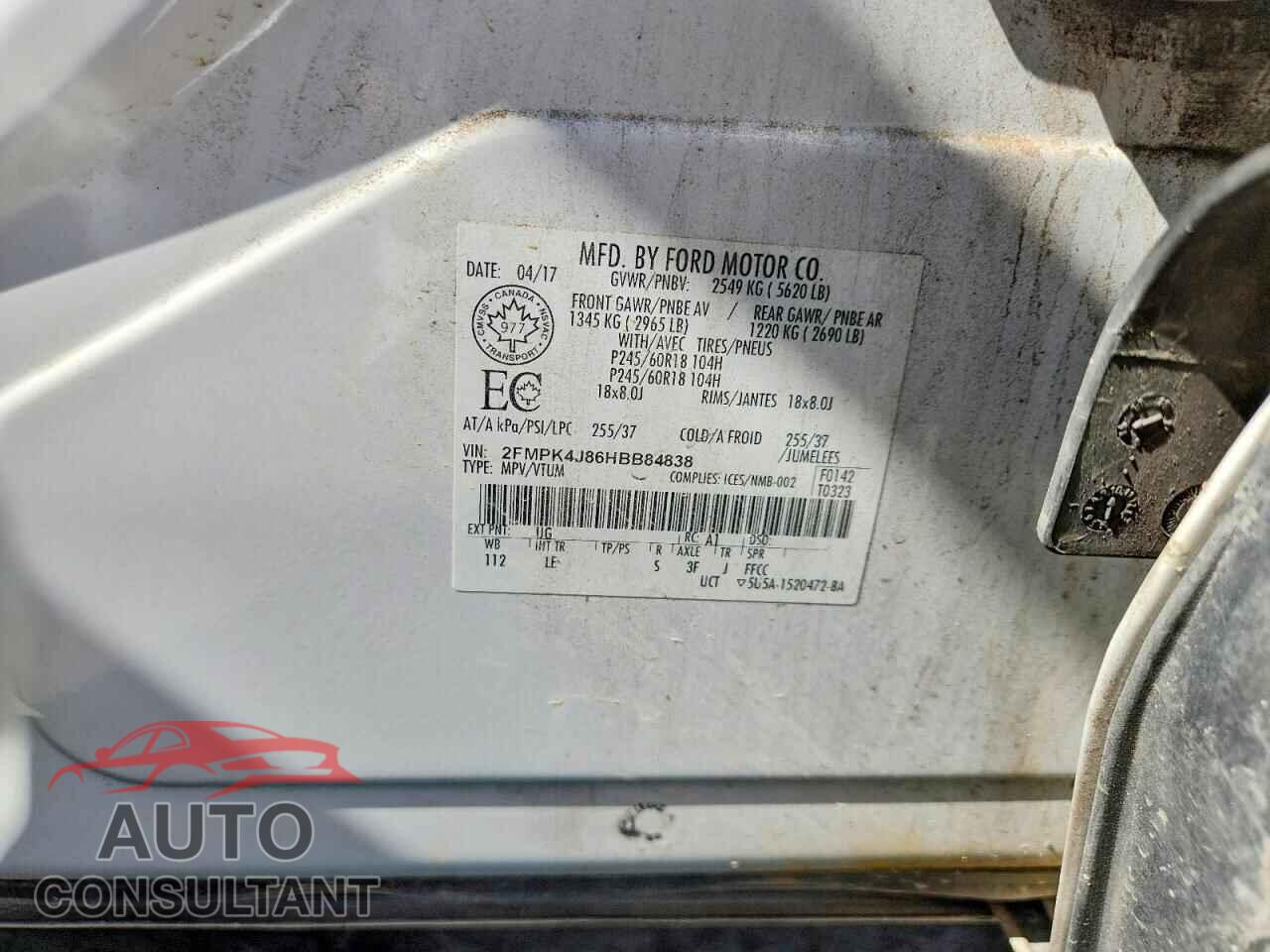 FORD EDGE 2017 - 2FMPK4J86HBB84838