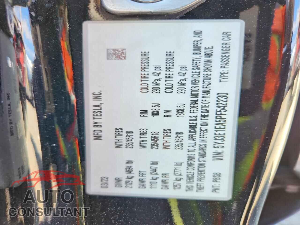 TESLA MODEL 3 2023 - 5YJ3E1EA5PF542230