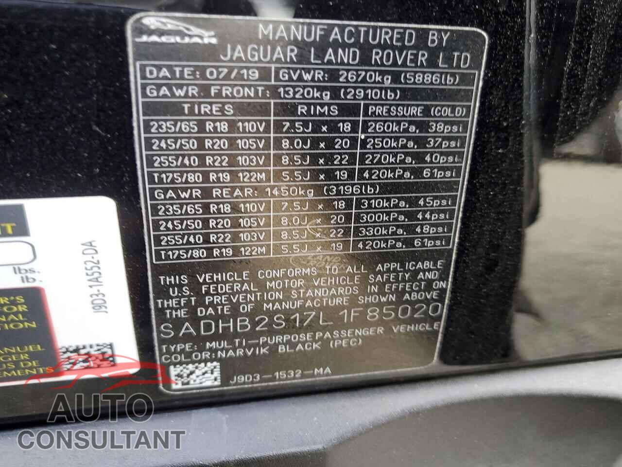 JAGUAR I-PACE 2020 - SADHB2S17L1F85020