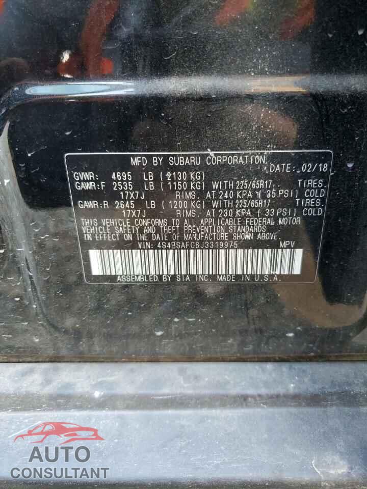 SUBARU OUTBACK 2018 - 4S4BSAFC8J3319975