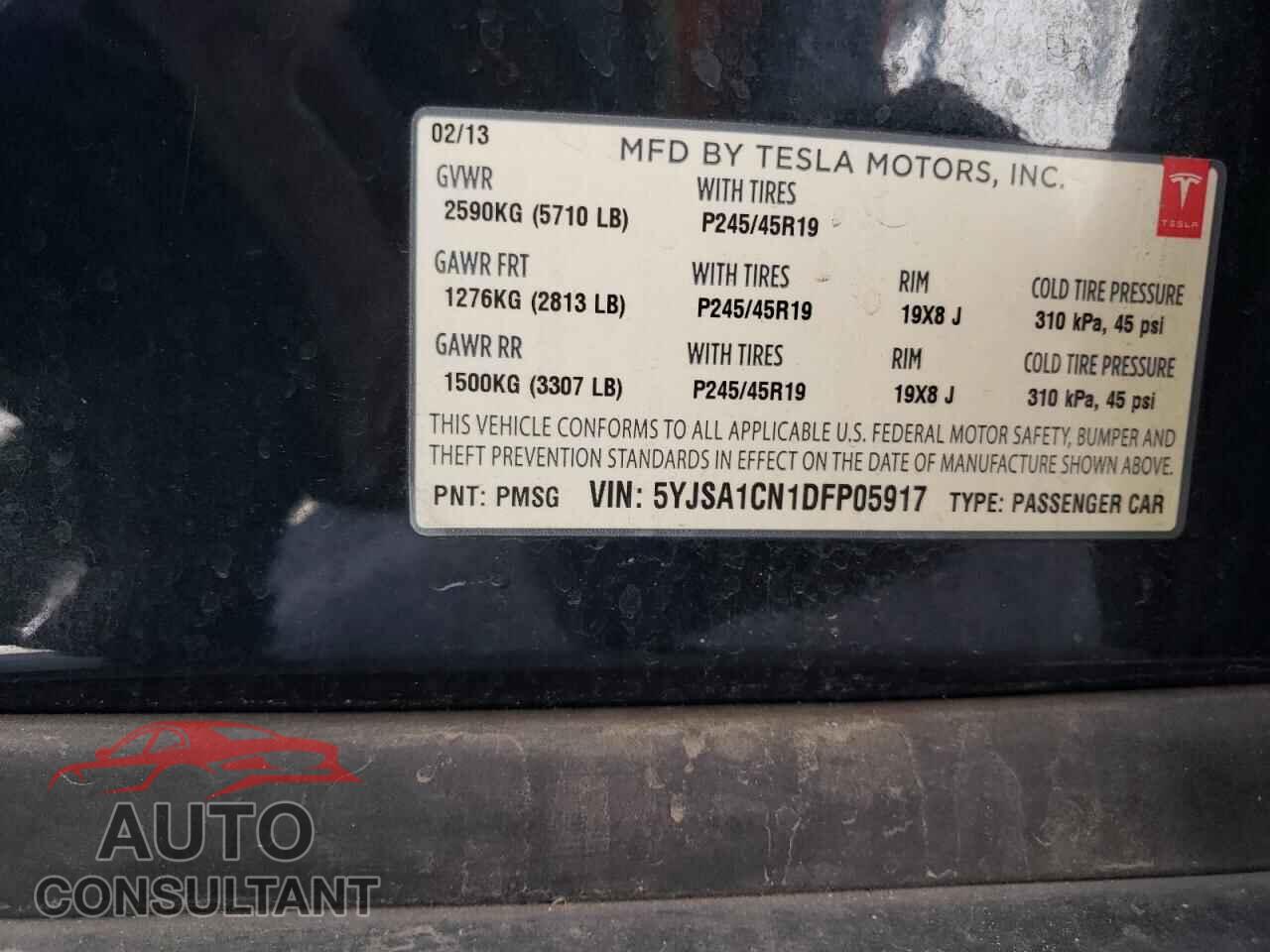 TESLA MODEL S 2013 - 5YJSA1CN1DFP05917