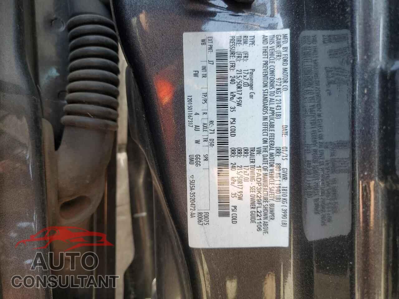 FORD FOCUS 2015 - 1FADP3K29FL221106