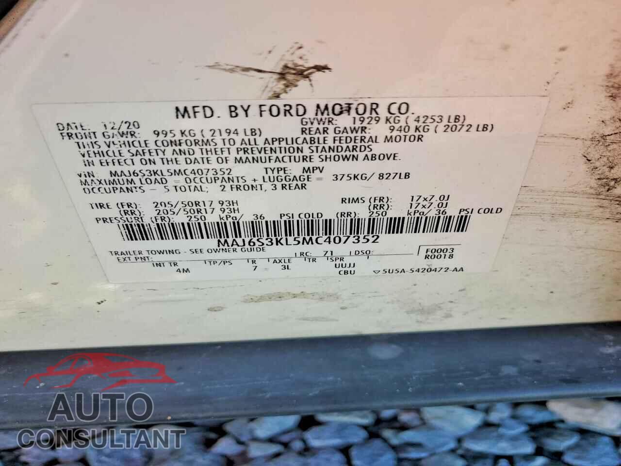FORD ECOSPORT 2021 - MAJ6S3KL5MC407352