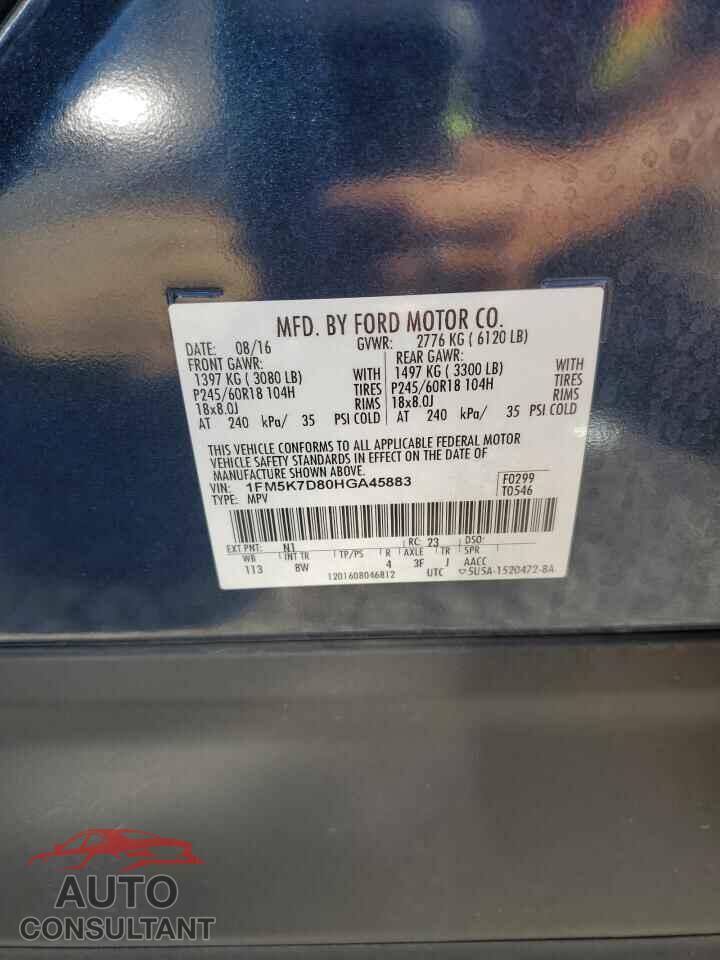 FORD EXPLORER 2017 - 1FM5K7D80HGA45883