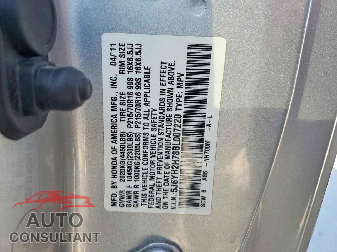 HONDA ELEMENT 2011 - 5J6YH2H78BL007220