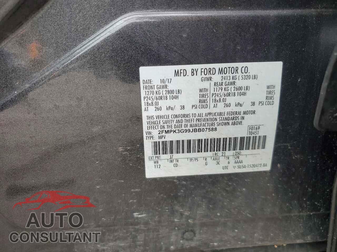 FORD EDGE 2018 - 2FMPK3G99JBB07588