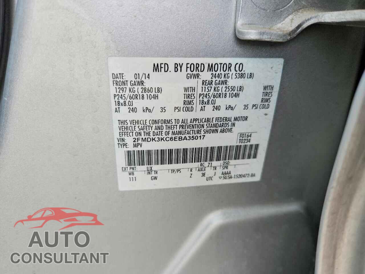FORD EDGE 2014 - 2FMDK3KC6EBA35017