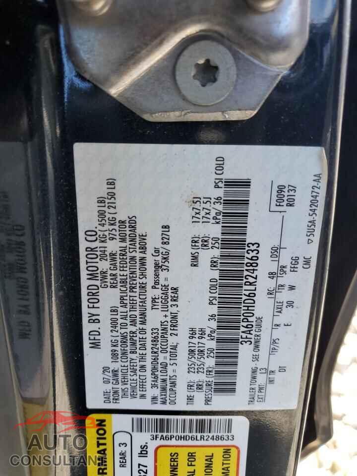 FORD FUSION 2020 - 3FA6P0HD6LR248633